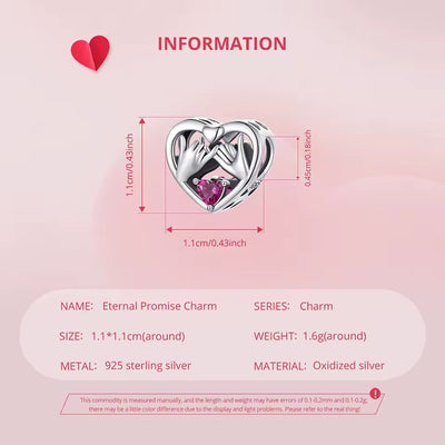 Pink Promise Heart Charm – Sterling Silver 925 Friendship & Love Bead - bellissi