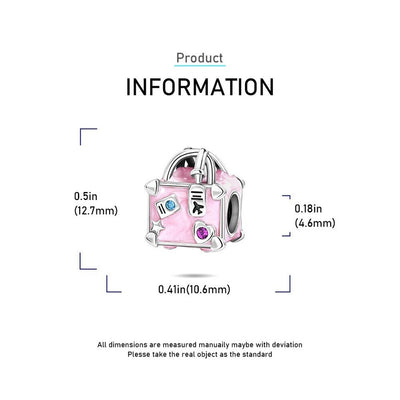 Pink Suitcase Travel Bag Bead Charm - bellissi