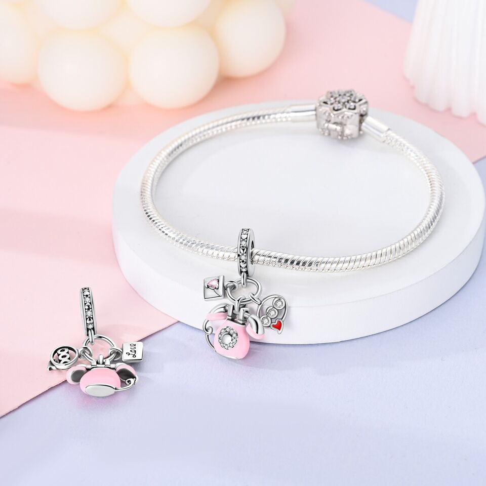 Pink Telephone & Letter Charm - bellissi
