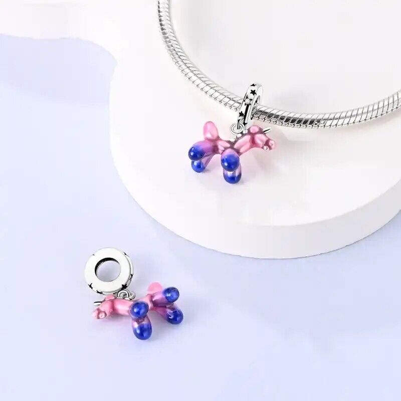 Pink Unicorn Pudel Dangle Charm - bellissi