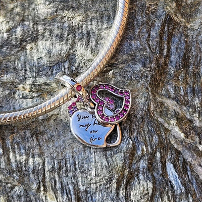 Pink Zirconia Devil Heart Dangle Charm - bellissi