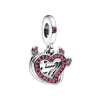Pink Zirconia Devil Heart Dangle Charm - bellissi