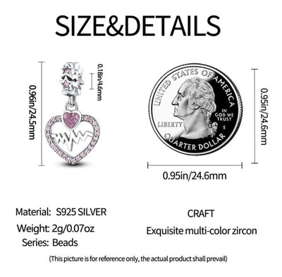 Pink Zirconia Heartbeat Dangle Charm - bellissi