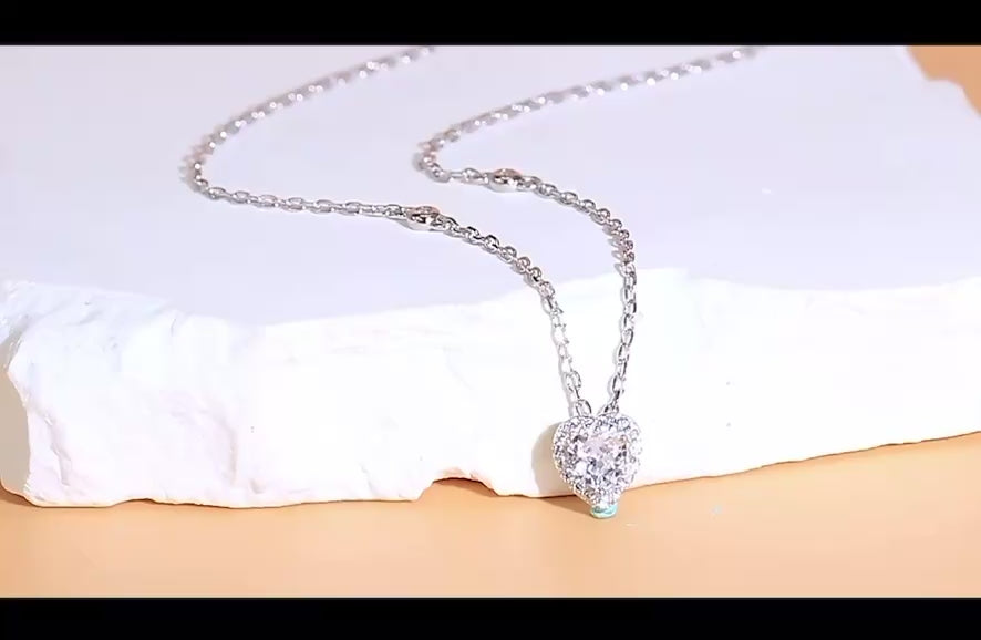 Cubic Zirconia Sparkling Heart Necklace