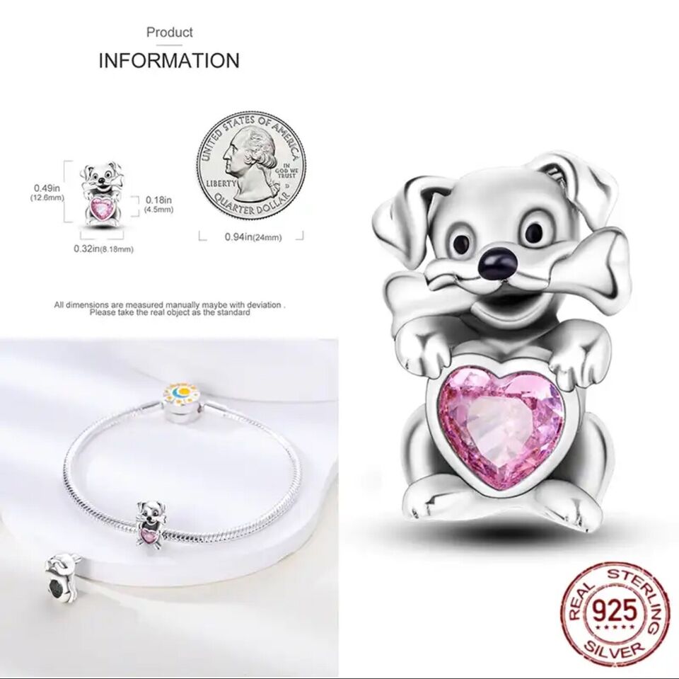 Puppy Dog With Heart Charm - bellissi