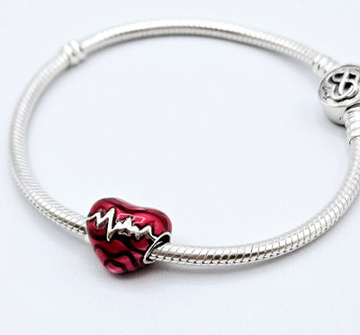 Red Enamel Heartbeat Heart Charm - bellissi