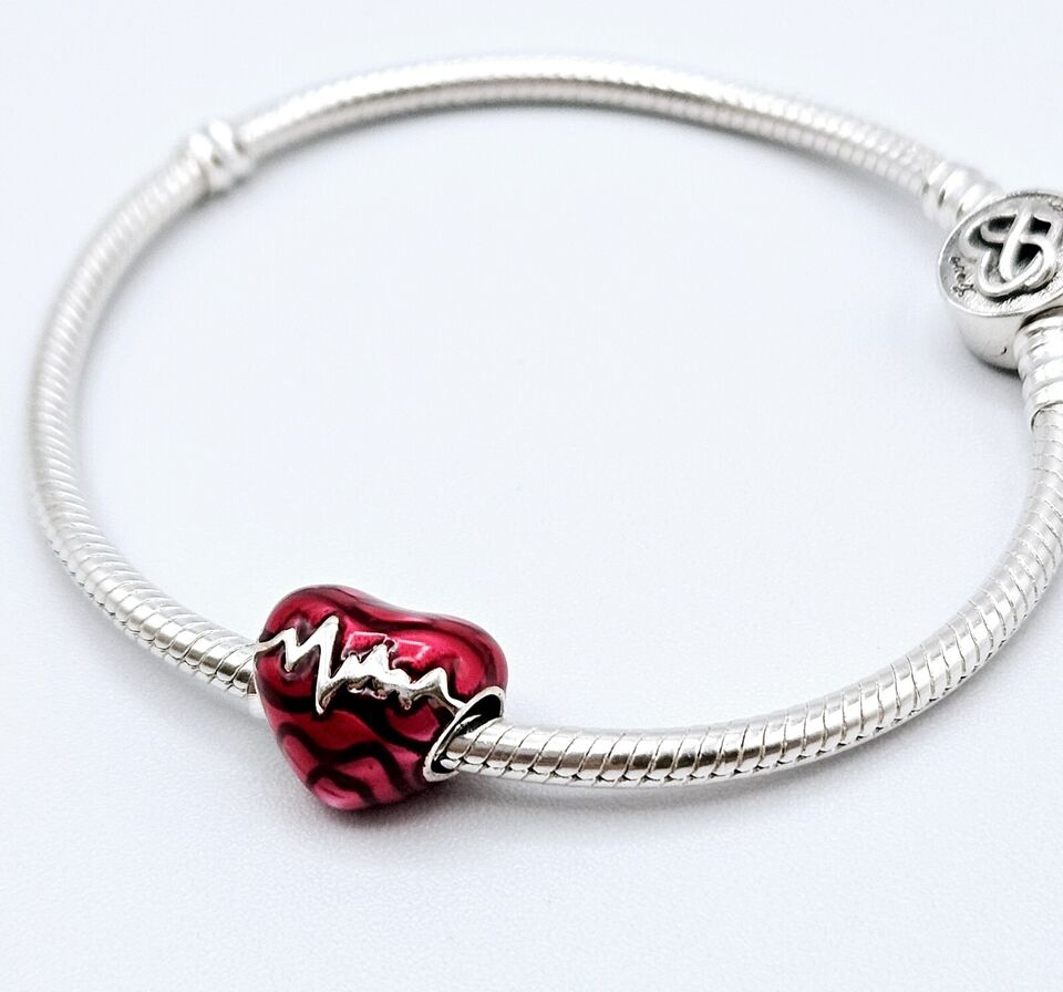 Red Enamel Heartbeat Heart Charm - bellissi