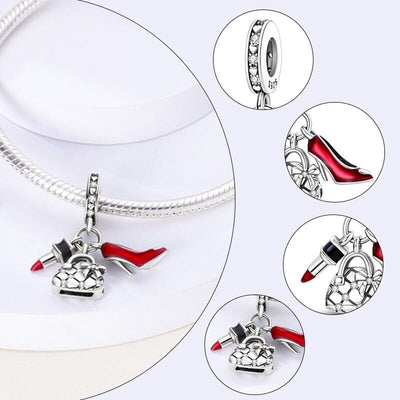 Red Heels Bag & Lipstick Dangle Charm - bellissi