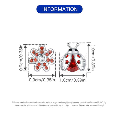 Red Ladybird & Flowers Stud Earrings - bellissi
