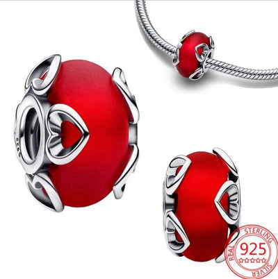 Red Murano Glass whit Heart Charm - bellissi
