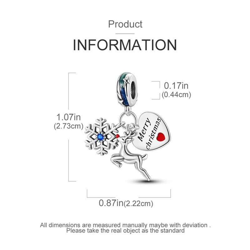 Reindeer & Snowflake Dangle Charm - bellissi