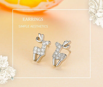 Reindeer Sparkling Zirconia Stud Earrings - bellissi