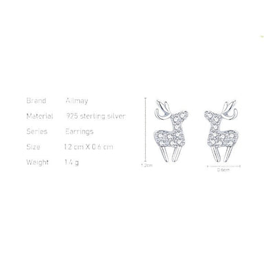 Reindeer Sparkling Zirconia Stud Earrings - bellissi