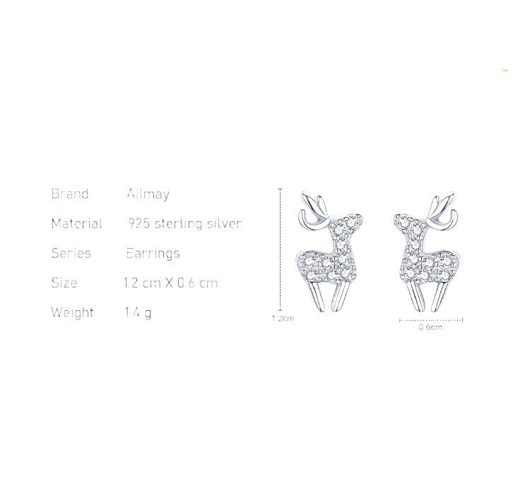Reindeer Sparkling Zirconia Stud Earrings - bellissi