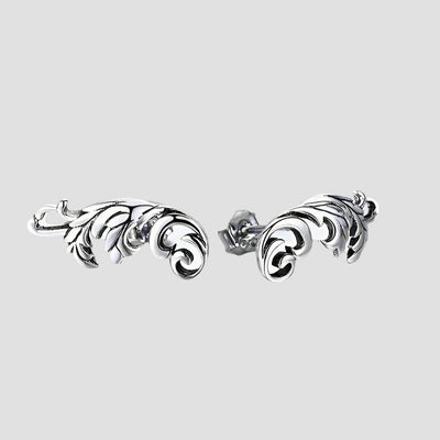 Retro Pattern Leaf Stud Earrings - bellissi