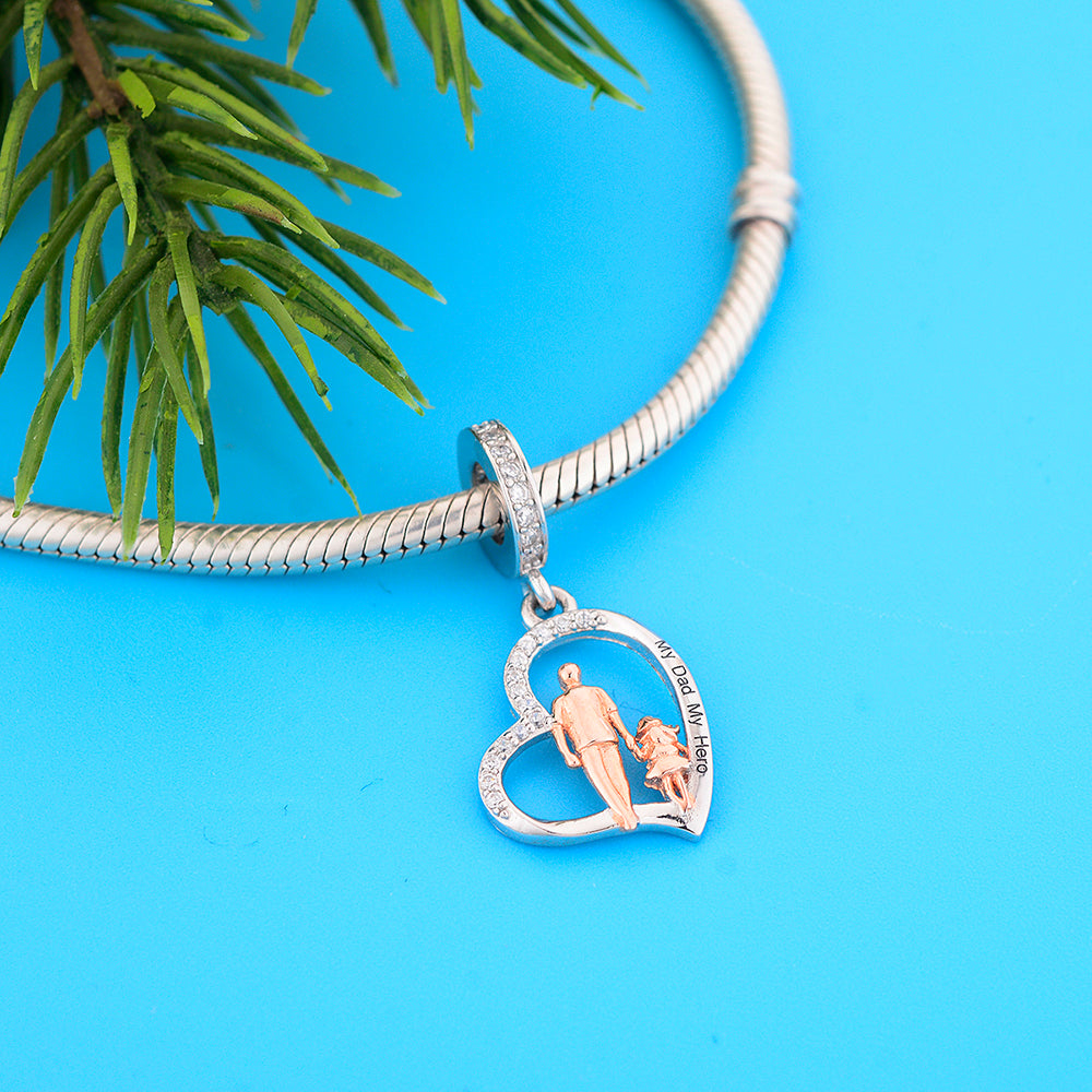 My Dad My Hero Heart Charm