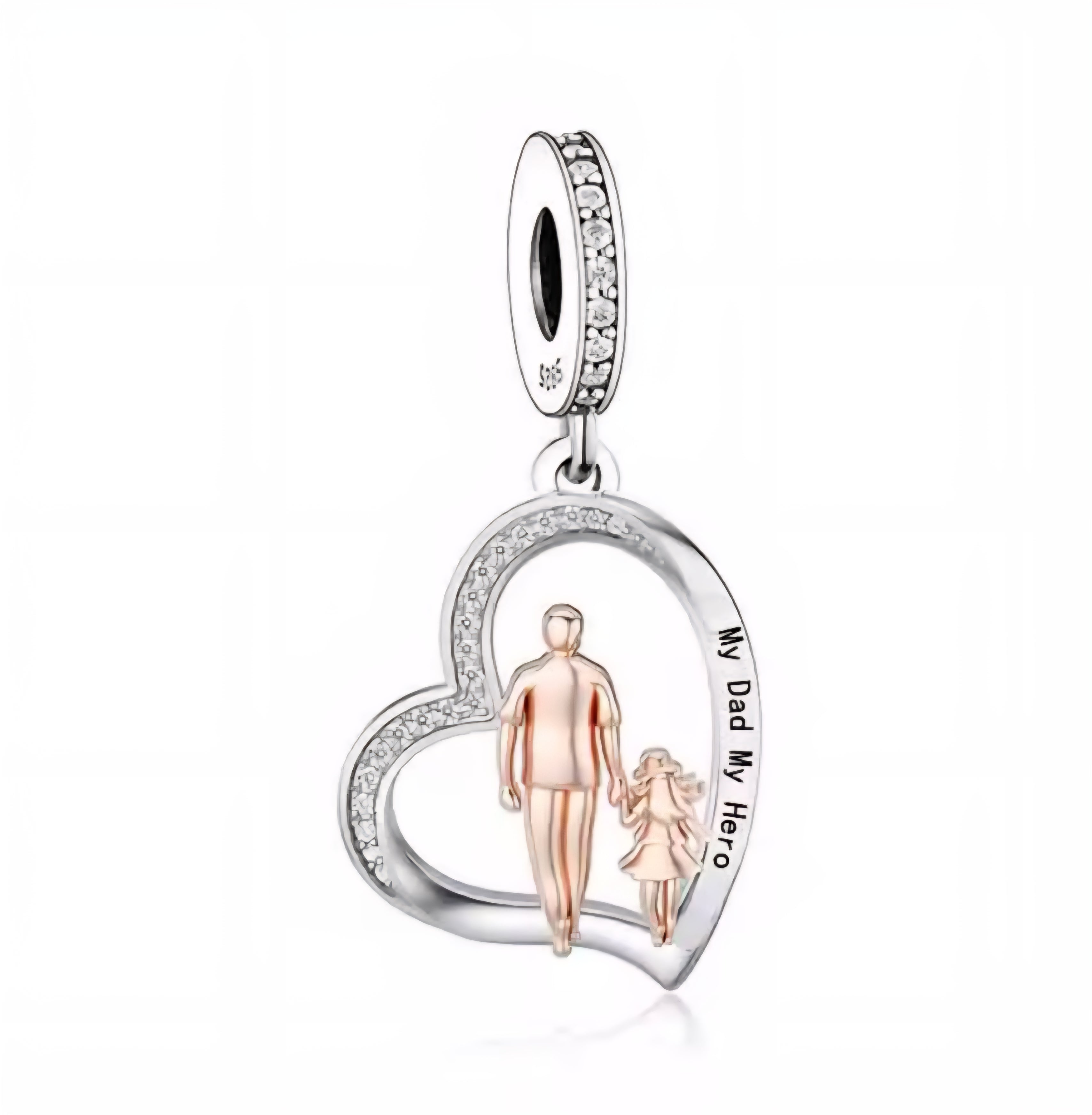My Dad My Hero Heart Charm