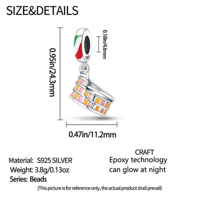 Rome Colosseum Love Italy Dangle Charm - bellissi