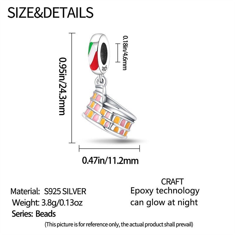 Rome Colosseum Love Italy Dangle Charm - bellissi