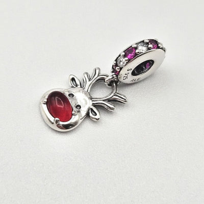 Rudolph Reindeer Red Murano Glass Charm - bellissi