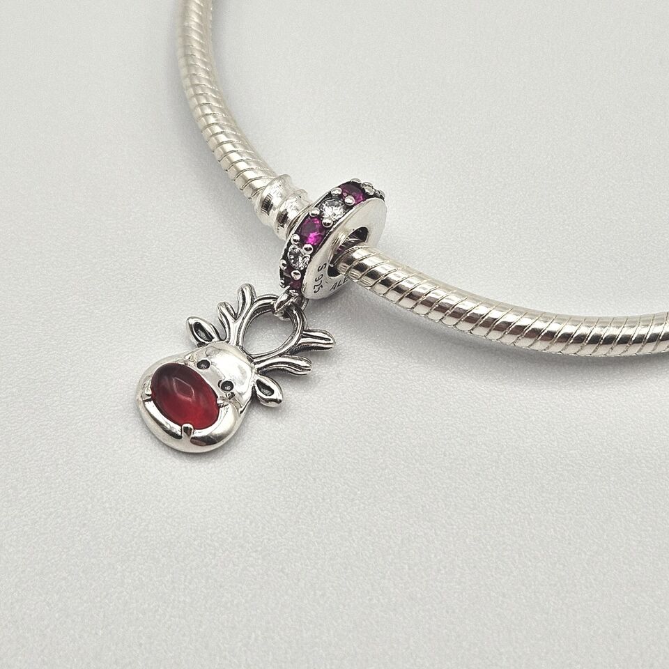 Rudolph Reindeer Red Murano Glass Charm - bellissi