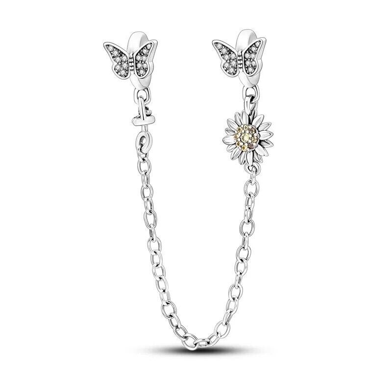 Safety Chain Butterfly and Flower Charm - bellissi