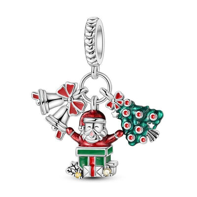 Santa Christmas Tree & Bells Dangle Charm - bellissi