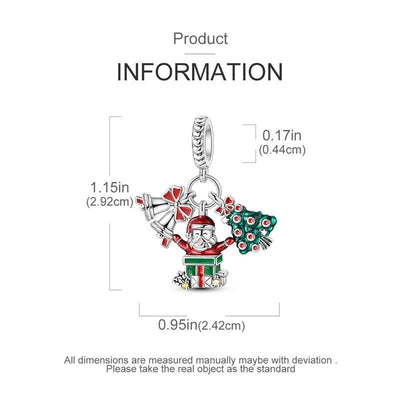 Santa Christmas Tree & Bells Dangle Charm - bellissi