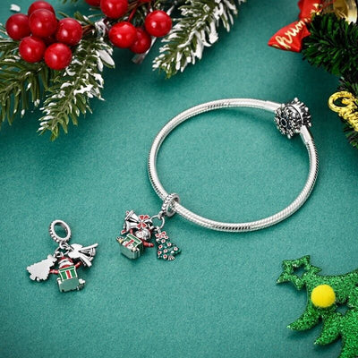 Santa Christmas Tree & Bells Dangle Charm - bellissi