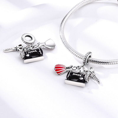 Sewing Machine Dress & Scissors Dangle Charm - bellissi