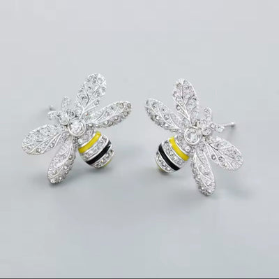 Shine Zirconia Honey Bee Stud Earrings - bellissi
