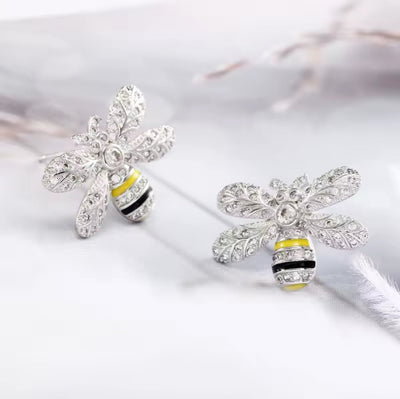 Shine Zirconia Honey Bee Stud Earrings - bellissi
