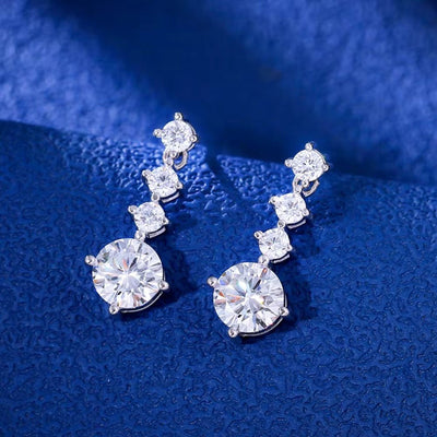 Shiny Round Cubic Zirconia Dangle Earrings - bellissi