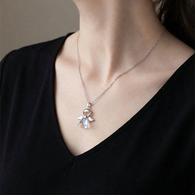 Silver Angel Crystal Necklace - bellissi