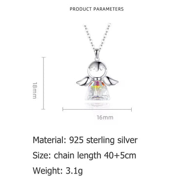 Silver Angel Crystal Necklace - bellissi