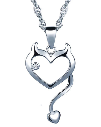 Silver Cute Devil Heart Necklace - bellissi
