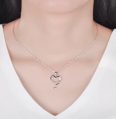 Silver Cute Devil Heart Necklace - bellissi
