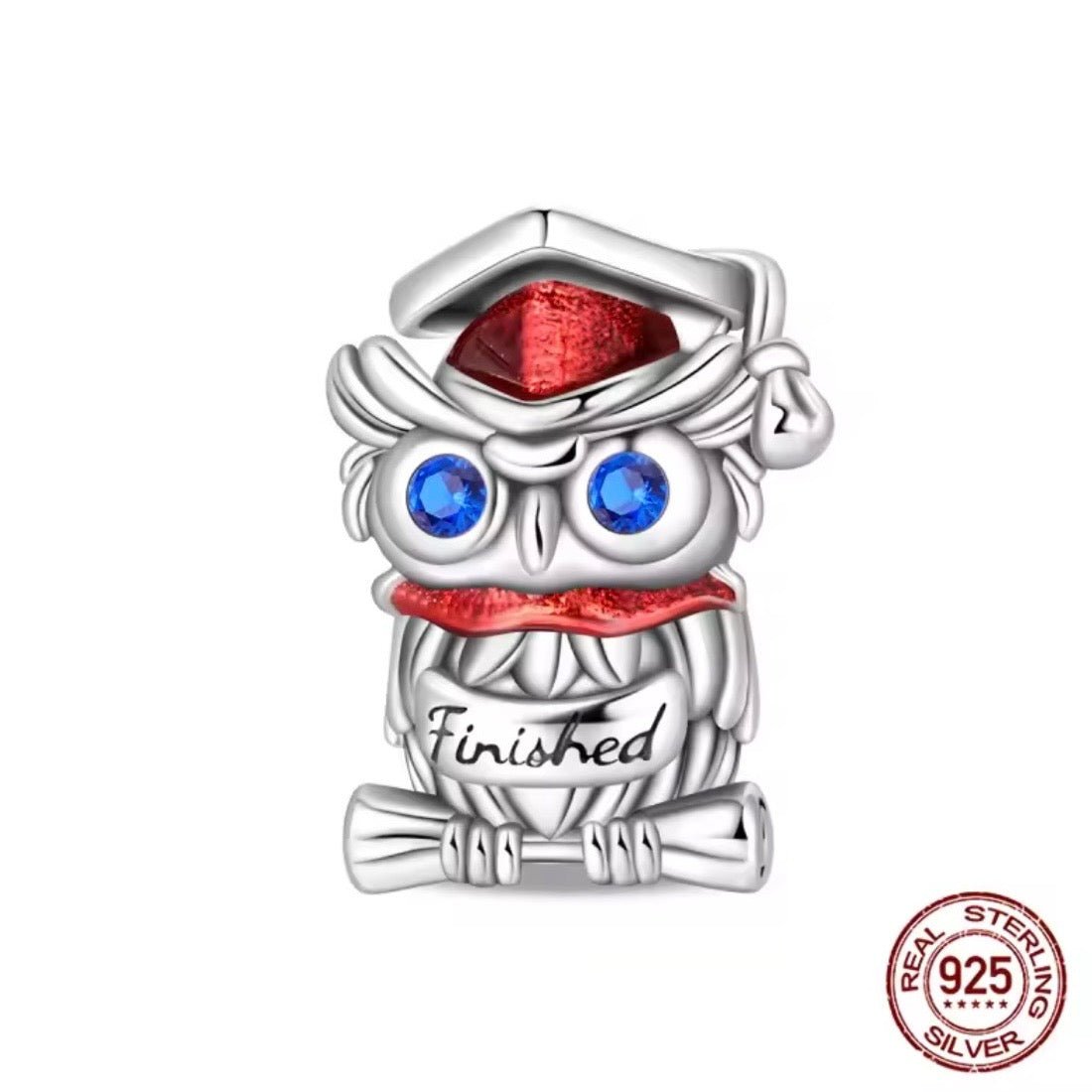 Silver Graduation Owl Charm - bellissi