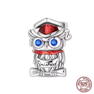 Silver Graduation Owl Charm - bellissi