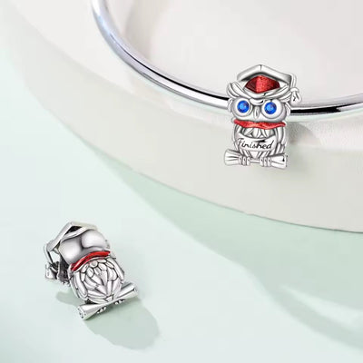 Silver Graduation Owl Charm - bellissi