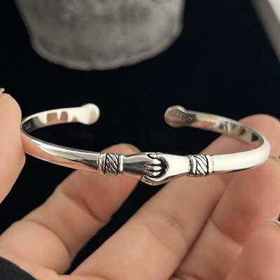 Silver Handshake Cuff Bracelet - bellissi