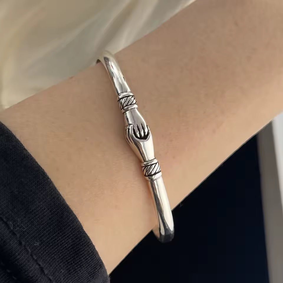 Silver Handshake Cuff Bracelet - bellissi