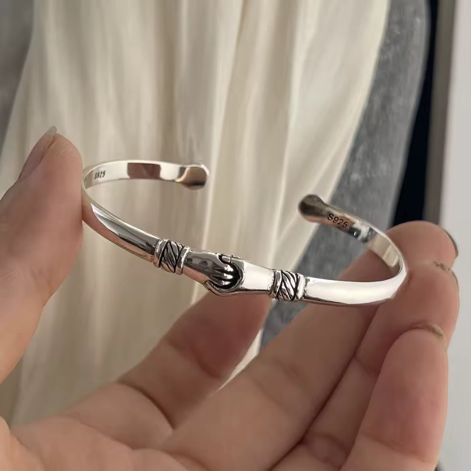 Silver Handshake Cuff Bracelet - bellissi