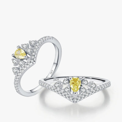 Silver Luxury Sparkling Water Drop CZ Ring - bellissi