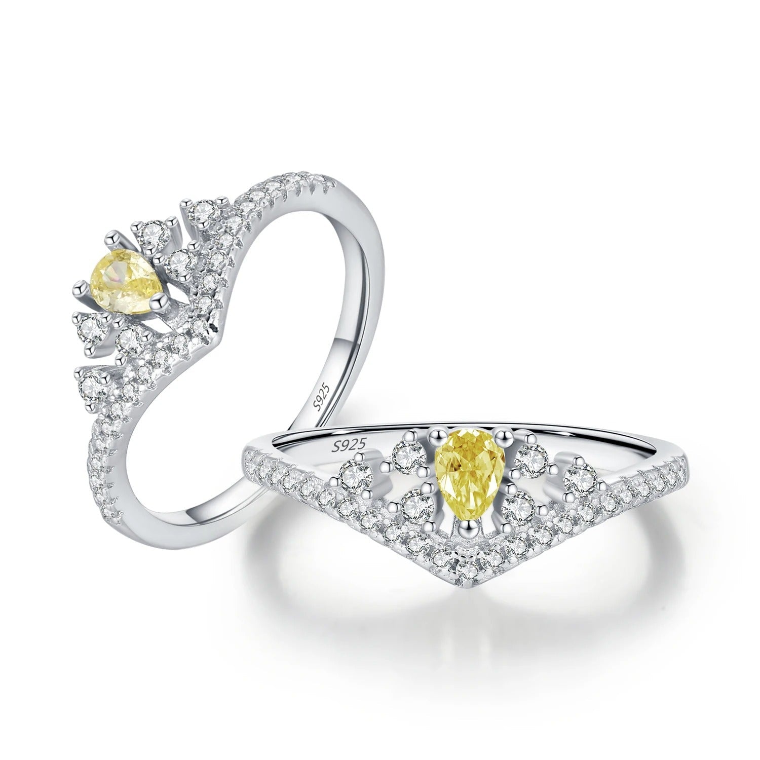Silver Luxury Sparkling Water Drop CZ Ring - bellissi
