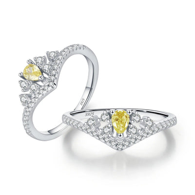 Silver Luxury Sparkling Water Drop CZ Ring - bellissi