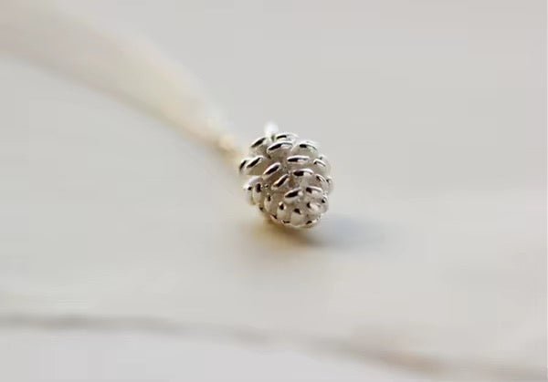 Silver Pine Cone Pendant Necklace - bellissi