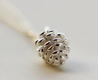 Silver Pine Cone Pendant Necklace - bellissi