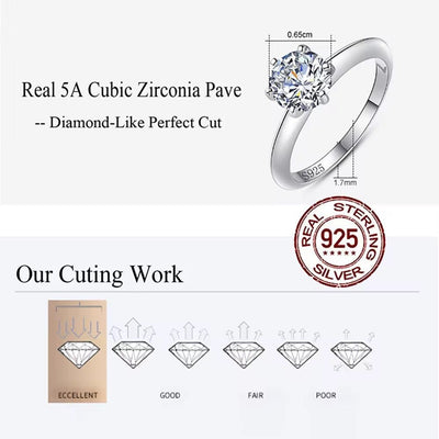 Silver Round Brilliant Cut Zirconia Ring - bellissi