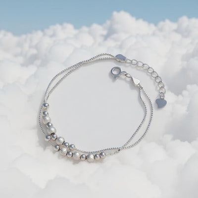 Silver Stardust Beaded Layer Bracelet - bellissi